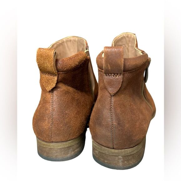 Franco Sarto Keegan Oiled Distressed Leather Ankle Booties Chestnut Brown SZ‎ 10 - Picture 4 of 8